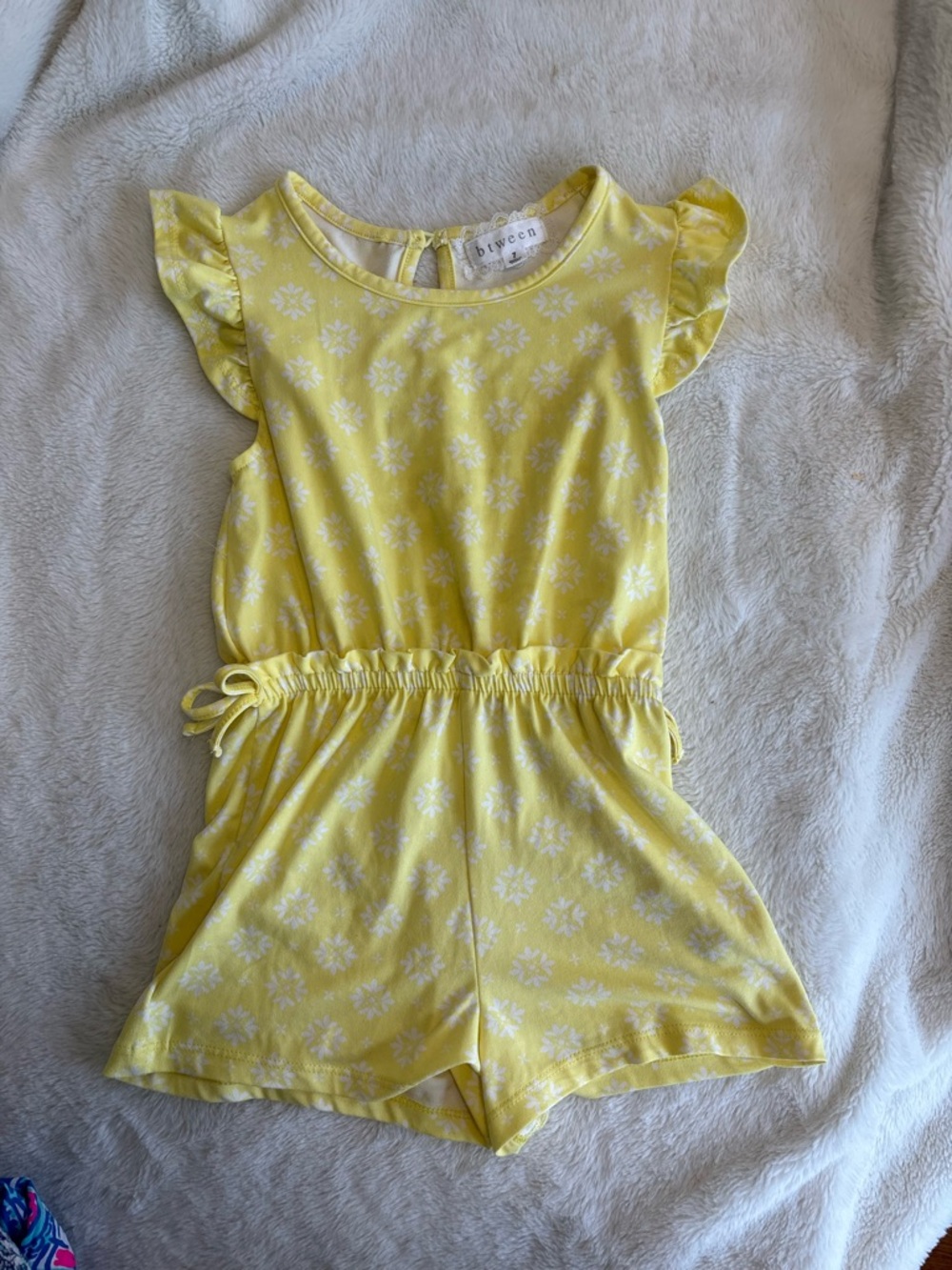 Btween 7 girls yellow shorts romper one piece summer girls